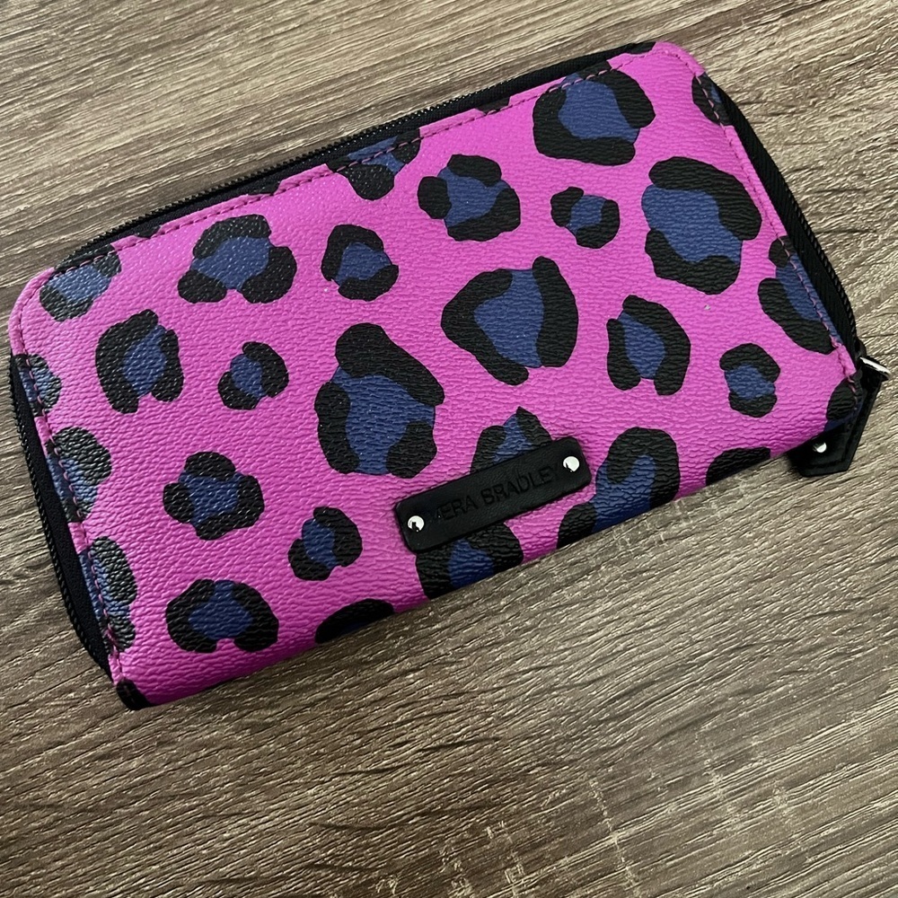 Vera Bradley Pink and Blue Leopard Print Wallet